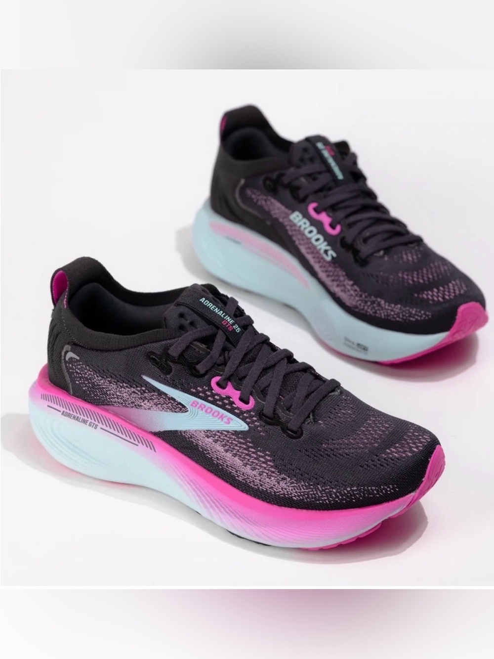Brooks Women's Running Shoes — Black with Pink & Light Blue